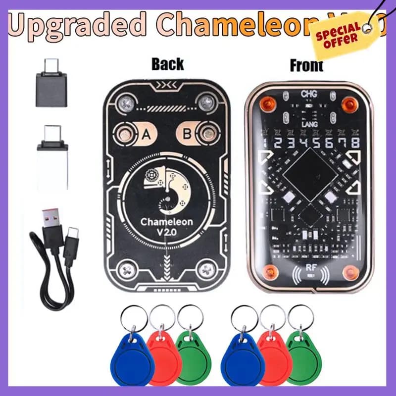 -A96Z Emulatore lettore chip intelligente Chameleon Ultra V2.0 RFID + Portachiavi 6Xcuid 125Khz 13,56Mhz Decodifica scheda Duplicatore NFC