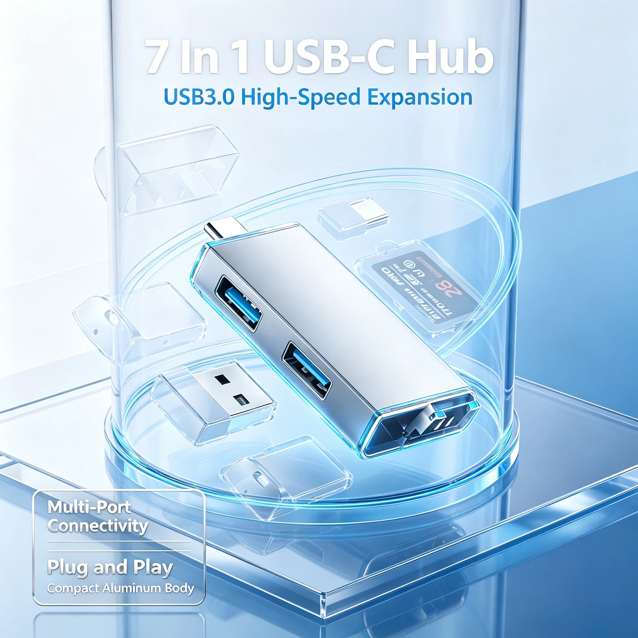 7-in-1 USB 3.0 Card Reader Type-C OTG Adapter SD TF Memory Card Reader USB Flash Drive for Phone PC Laptop
