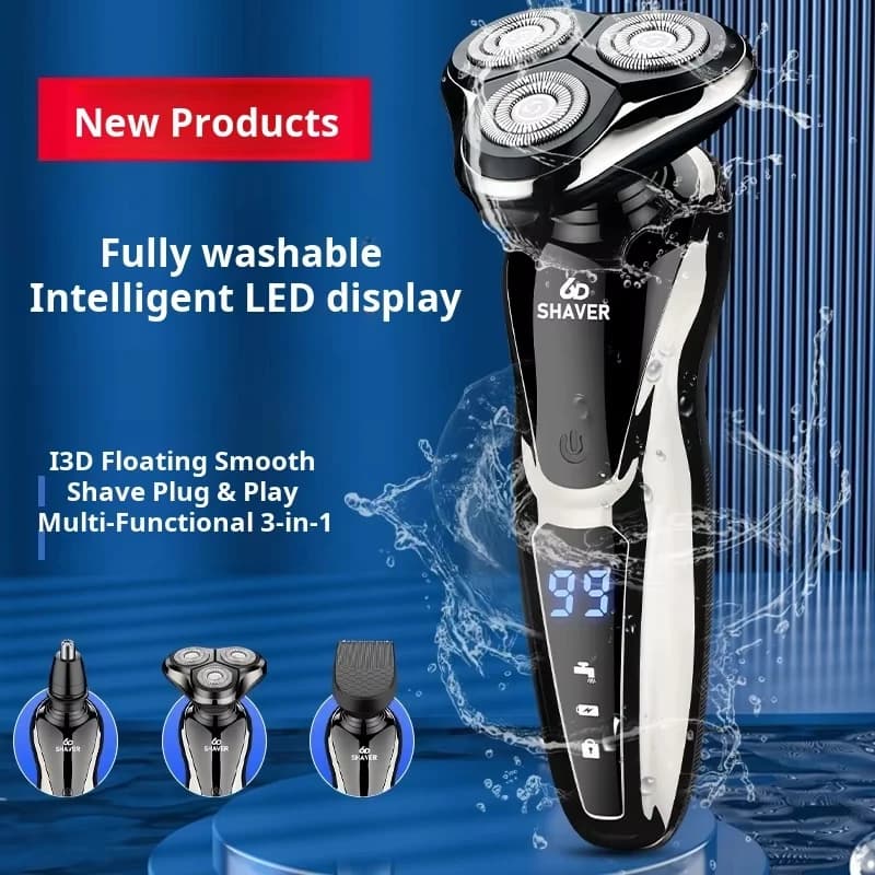 Men's Razor 3 in 1 Hair Cutting Nose Hair Shaving Multifunctional Electric Shaver USB Charging Double Use of Regulatory Dry And Wet