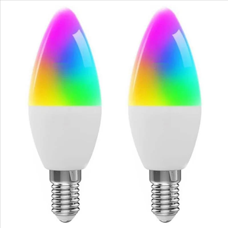 ABKQ-2X Tuya E14 Smart Bulb Dimmable Five-Way Spiral Candle Bulb Wifi RGB Bulb Remote Control And Voice Control 5W