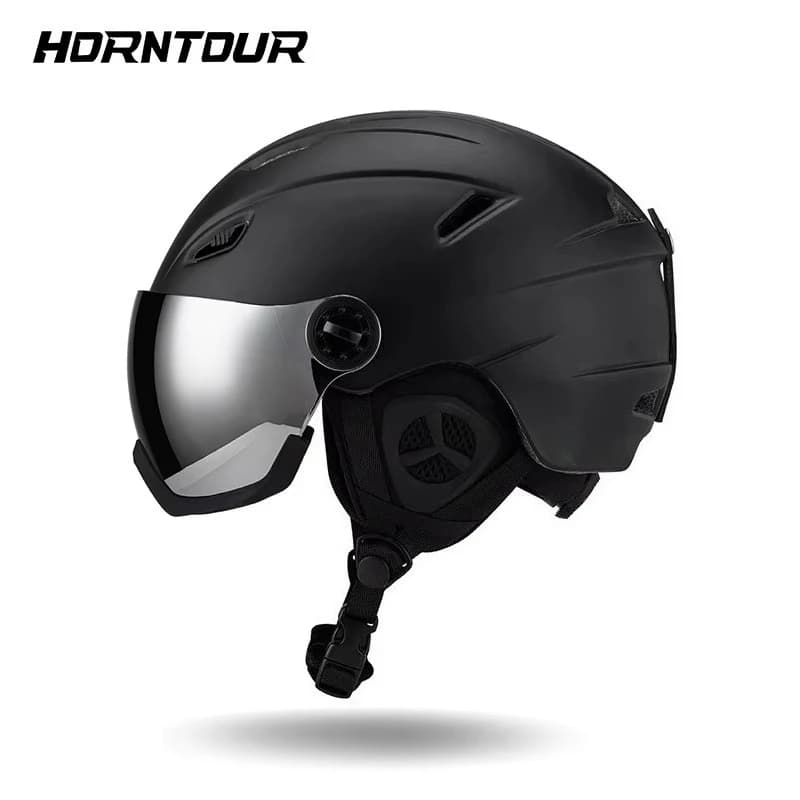 Horntour Nuovo casco da sci Anti-impatto Ciclismo Sci Snowboard Casco sportivo con occhiali antiappannamento Casco di sicurezza per sport all'aria aperta per adulti