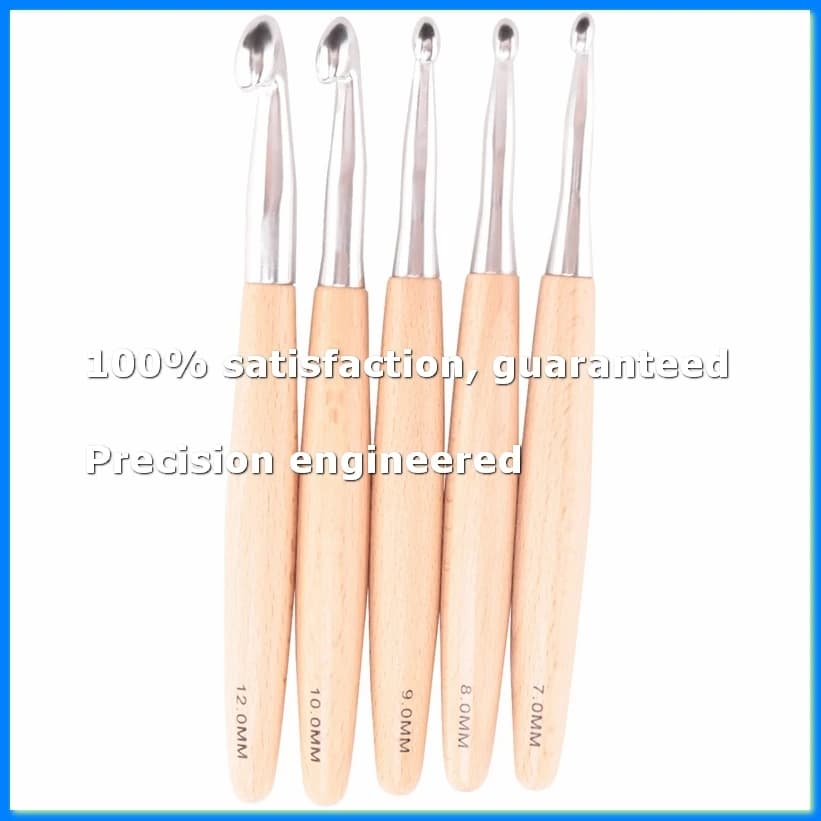 Set di Grandi Uncinetti con Manico in Legno di Faggio, Uncinetti per Filati Spessi, Misure 7mm 8mm 9mm 10mm 12mm-ABYS