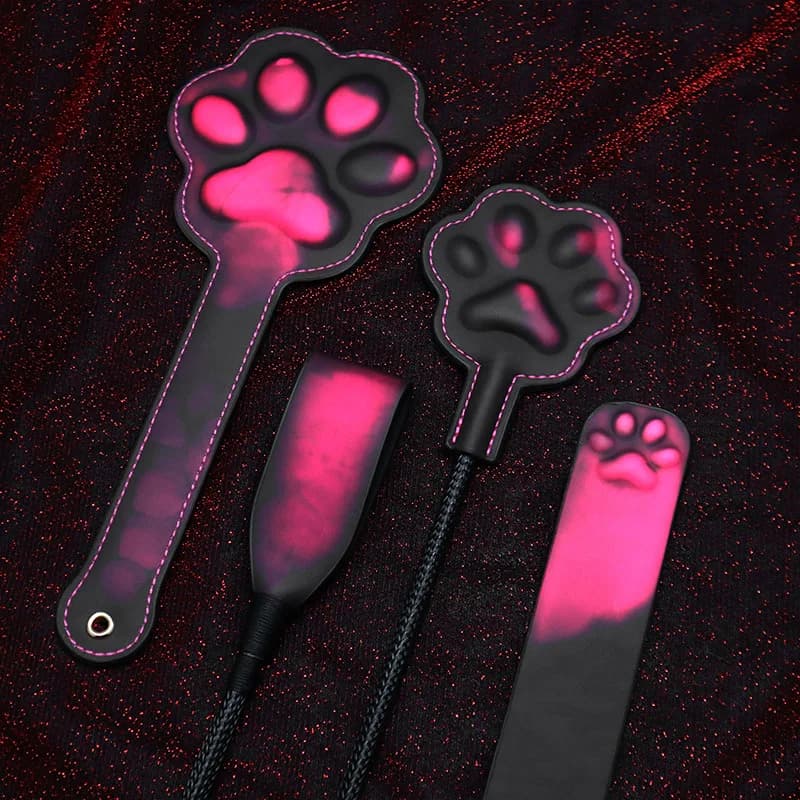 Paddle in Pelle Sensibile al Calore che Cambia Colore, Design 3D a Zampa di Gatto, Giocattolo BDSM per Adulti, Gioco d'Impatto, Regalo Divertente