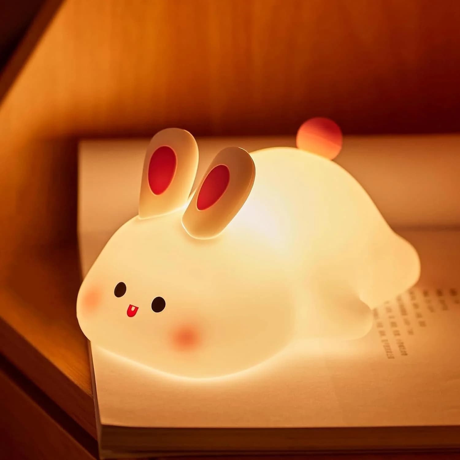 Simpatico cartone animato LED luci notturne lampada in silicone coniglio USB ricaricabile temporizzazione comodino lampada da notte per dormire per l'arredamento della camera regalo per bambini