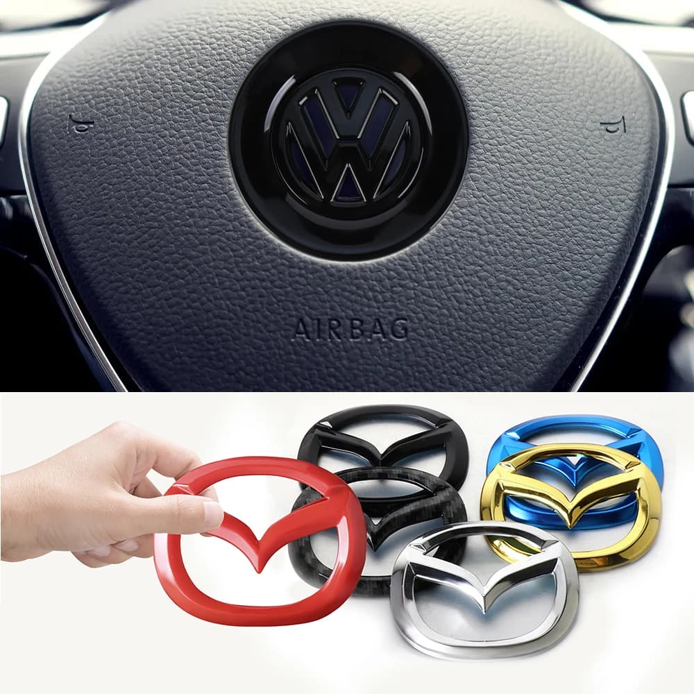 Car Badge Styling Decoration Steering Wheel Rings Stickers Carbon Fiber Covers For Mazda For VW Golf Polo Scirocco Passat Tiguan