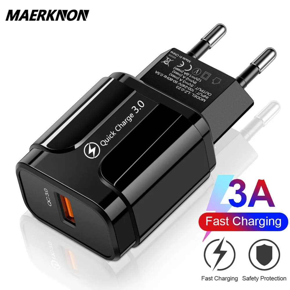 Caricatore per telefono con spina UE/USA 18W 3A Caricatore per ricarica rapida Adattatore per telefono cellulare per iPhone Xiaomi Huawei Accessori per telefoni Samsung