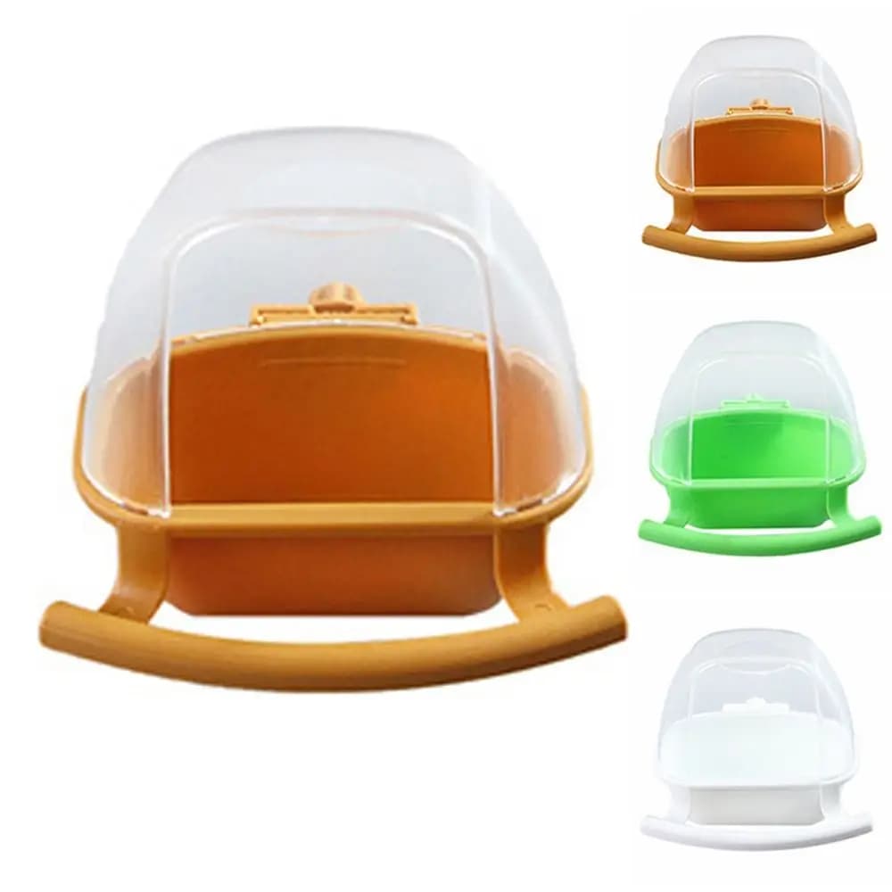 Plastic Bird Feeder With Perch Stand Cage Accessories Parrots Food Container Anti-Splash Detachable