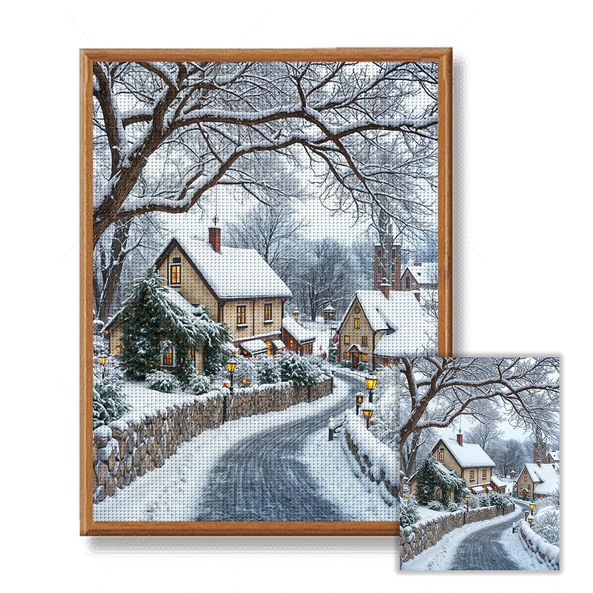 ZUOANLF Kit punto croce fai da te 30x40 cm Bellissimo design invernale senza cornice Set ricamo decorazioni per la casa 11,8x15,7 pollici