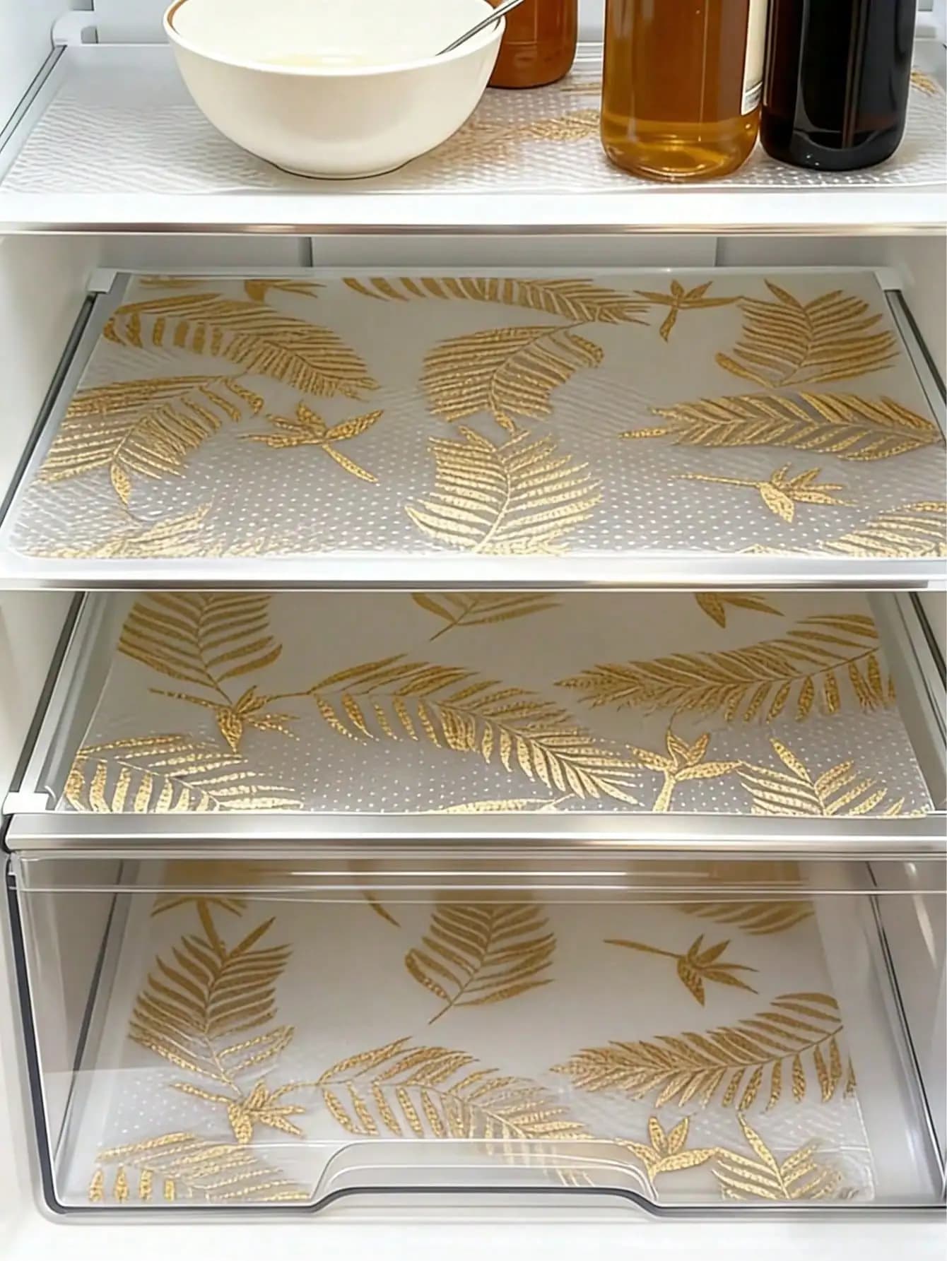 Set di 4 Tappetini Impermeabili per Frigorifero in EVA, Antiscivolo, Lavabili e Riutilizzabili, con Motivo a Limoni, per Cassetti, Ripiani, Armadi, Tavoli, Scarpiera, Accessori per Cucina e Casa, Regalo di San Valentino, Organizzazione e Stoccaggio, Essenziali per la Casa