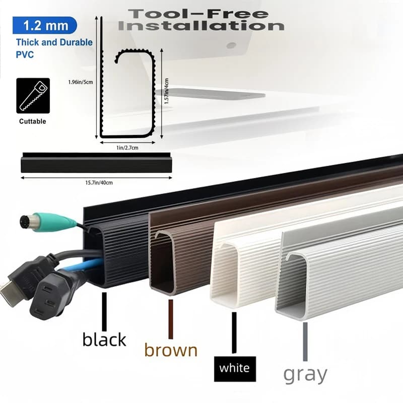 1 pz canale in PVC organizer per cavi da scrivania accessori per la gestione dei cavi protezione per cavi bianca nessuna perforazione sotto il vassoio di gestione della scrivania