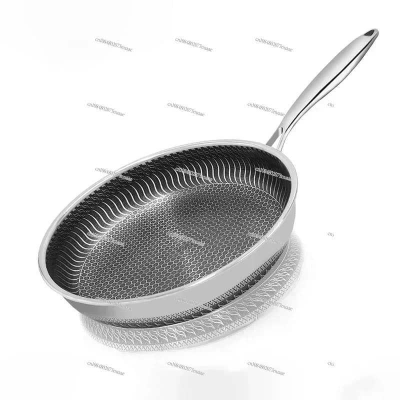 Padella Antiaderente, Pentole da Cucina in Acciaio Inossidabile Senza Rivestimento, Wok da 28CM e 30CM con Coperchio, Padella e Casseruola per Cucinare