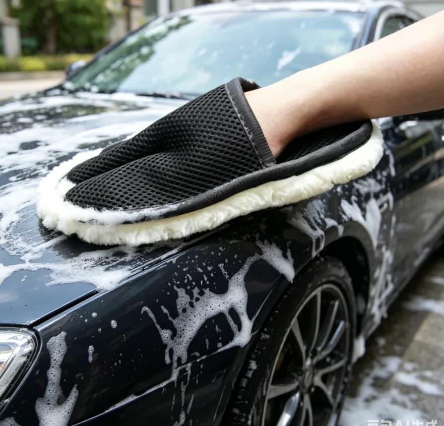 Car cleaning gloves, microfiber details brush, suitable for indoor and outdoor cleaning of the car, dust removal tools.