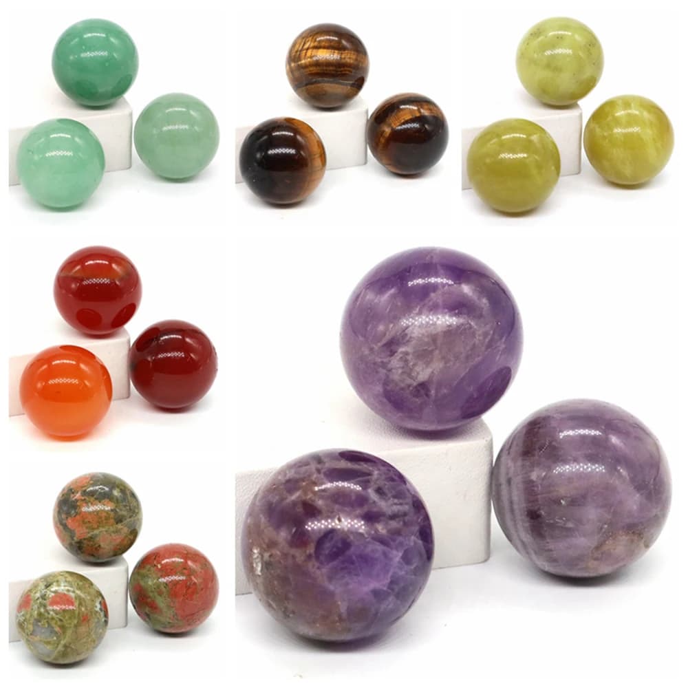 Sfera di cristallo da 20mm gemme naturali sfera di guarigione Chakra Pocket Stone ametista Reiki Energy Quartz lucido Round Bead Home Decor