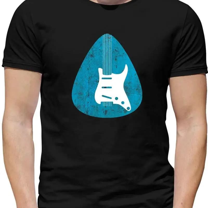 Guitar Pick Scratch Plate Mens TShirt Musician Acoustic Electric Bass