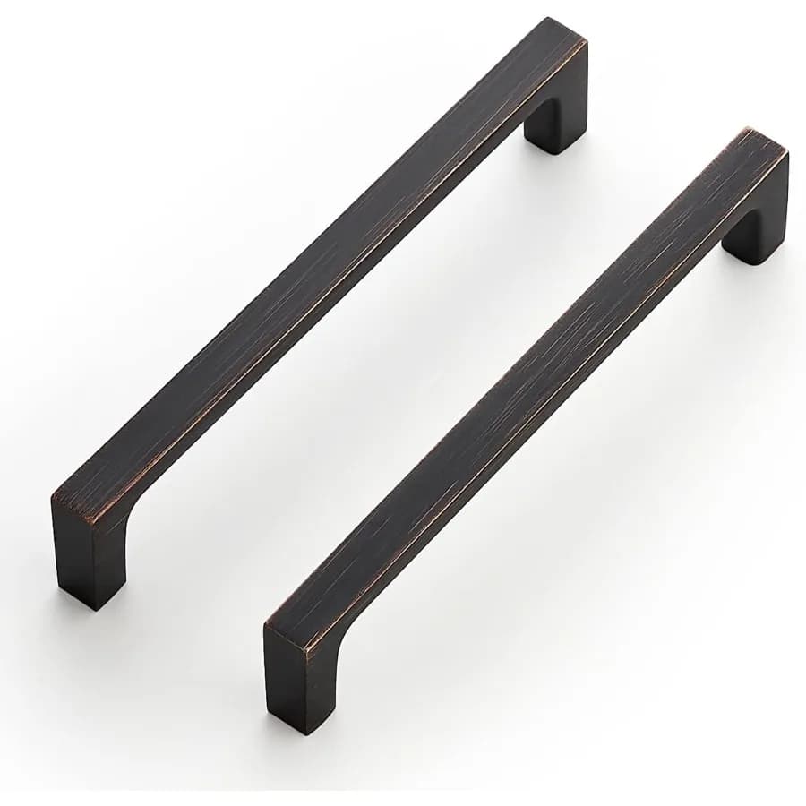 Confezione da 25 maniglie per mobili quadrate solide da 5 pollici - Maniglie in bronzo lucidato a olio per cassetti e armadi da cucina - Maniglie hardware