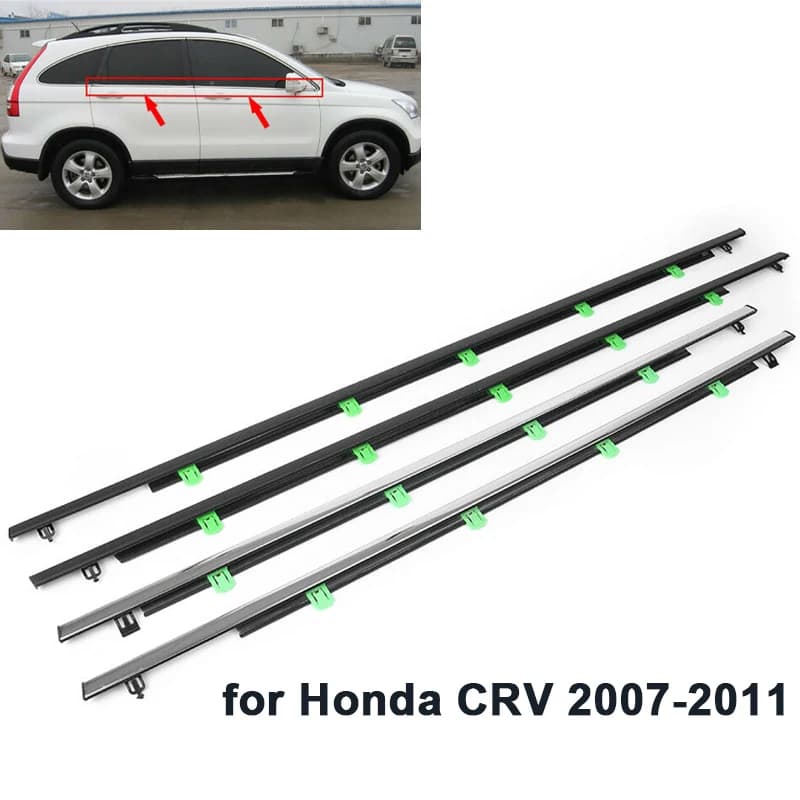Finestre per auto guarnizione porta laterale finestra in vetro striscia di tenuta argento strisce meteorologiche modanatura Trim per Honda CRV 2007-2011