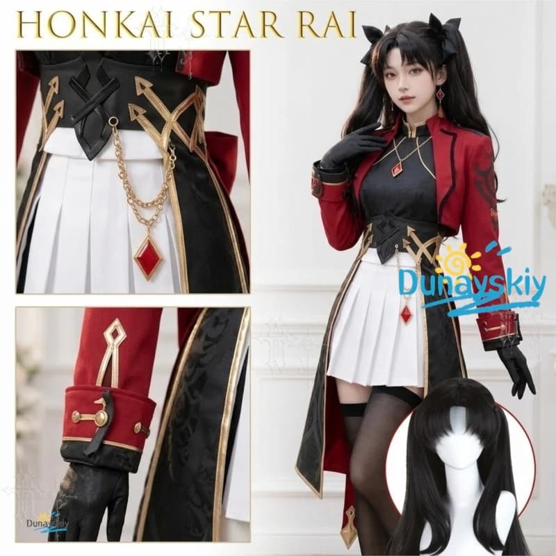Honkai Star Rail X Fate Tosaka Rin School Uniform Jacket Cosplay Costume Game Outfit Dress Darkness Outfit Women Party Kawaii