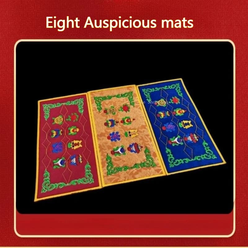 Red/Yellow/blue Anti-slip Mat Tibetan Style Embroidered Auspicious Religious Decorative Items Bell and Pestle Ritual Tool Mat
