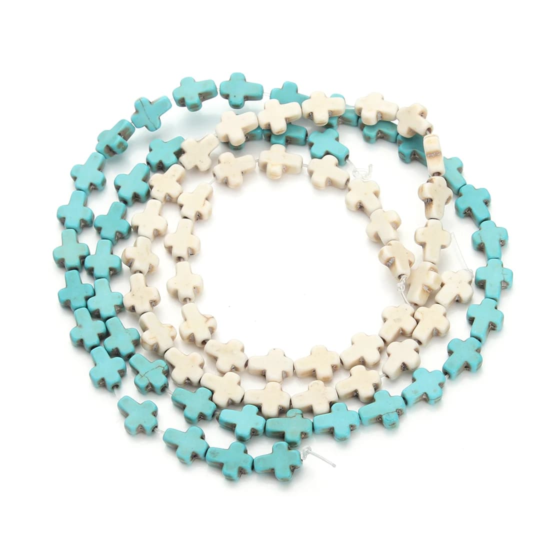 1 Strip Cross Shape Turquoise Necklace Natural Stone Loose Spacer Beads For DIY Bracelet Necklace Jewelry Making Accessory