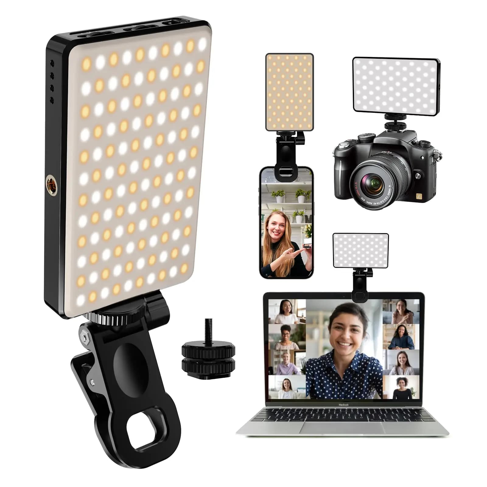 Luce per selfie a LED 3000Mah 120 LED ricaricabile Clip per luce per telefono 3 modalità di luce Anello di luce per telefono iPad Fotocamera Laptop Selfie