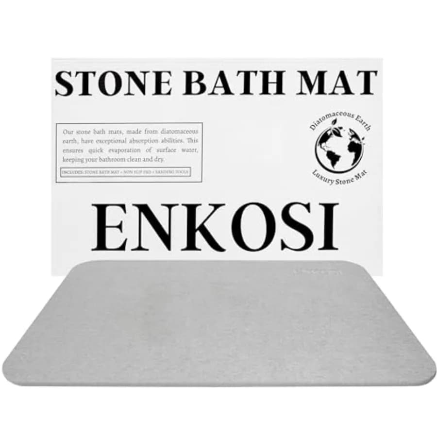 Tappetino da Bagno in Pietra a Rapida Asciugatura, Tappetino in Diatomite per Bagno e Doccia, Antiscivolo e Assorbente, Pietra Unica per il Bagno in Grigio Chiaro