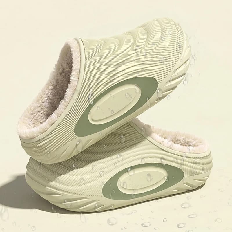 2026 Winter Eva Waterproof Plush Slippers Women Comfy Non Slip Home Cotton Slides Woman Outdoor Thick Bottom Fur Mules Slippers
