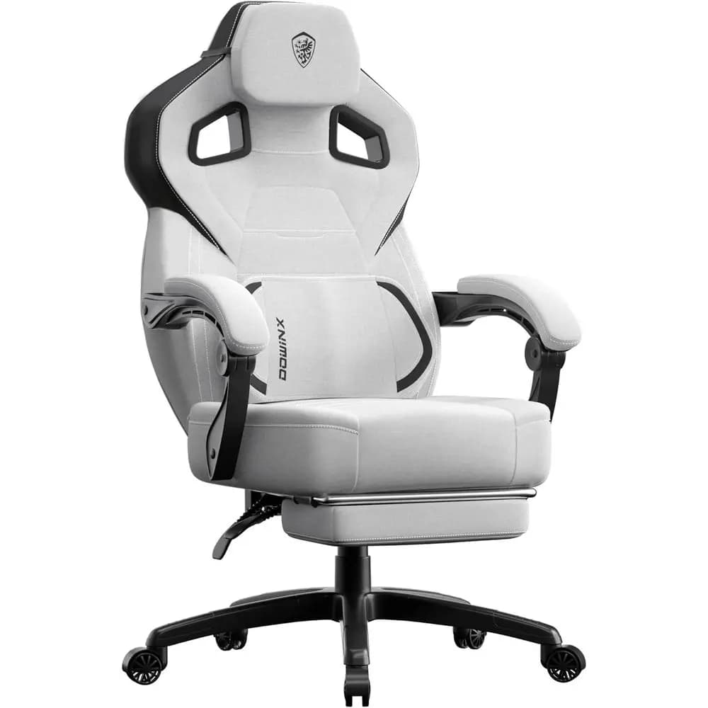 Sedia da gaming ergonomica grande con supporto lombare per persone di statura alta e robuste, grigia