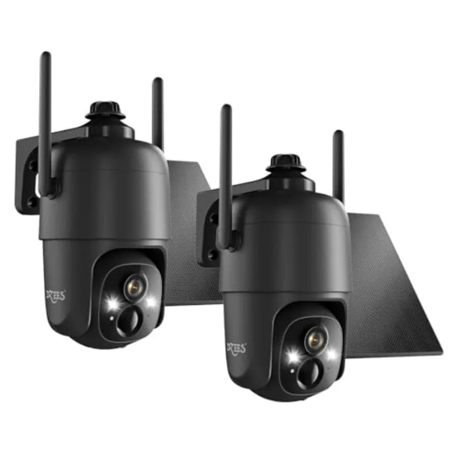 Telecamere di sicurezza per esterni: telecamere WiFi wireless 2K con funzione pan/tilt a 360°, alimentate a energia solare/a batteria, con rilevamento del movimento tramite IA, visione notturna a colori.