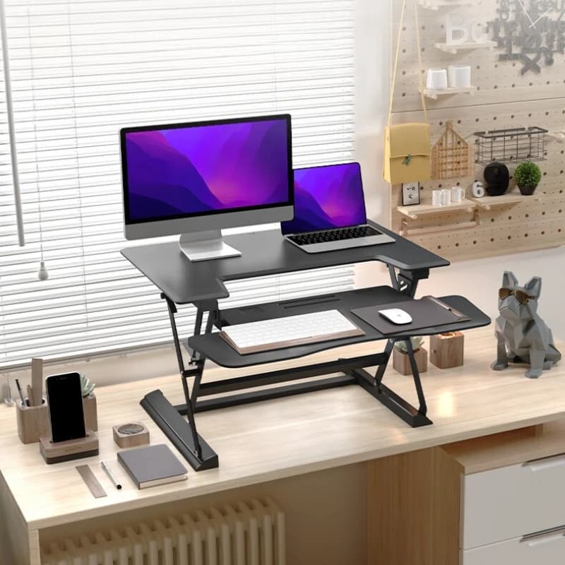 Computer Desk Lifting Desk Standing Office Workbench Monitor Lifting Support Desktop Notebook Desktop Standing Desktop HS69CG Premium Grey