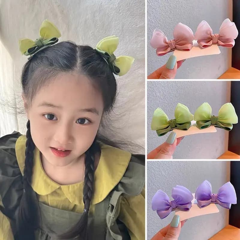2PCS New Fashion Fresh Yarn clip per capelli con fiocco tridimensionale ragazze forcine accessori per capelli simpatiche mollette copricapo per bambini