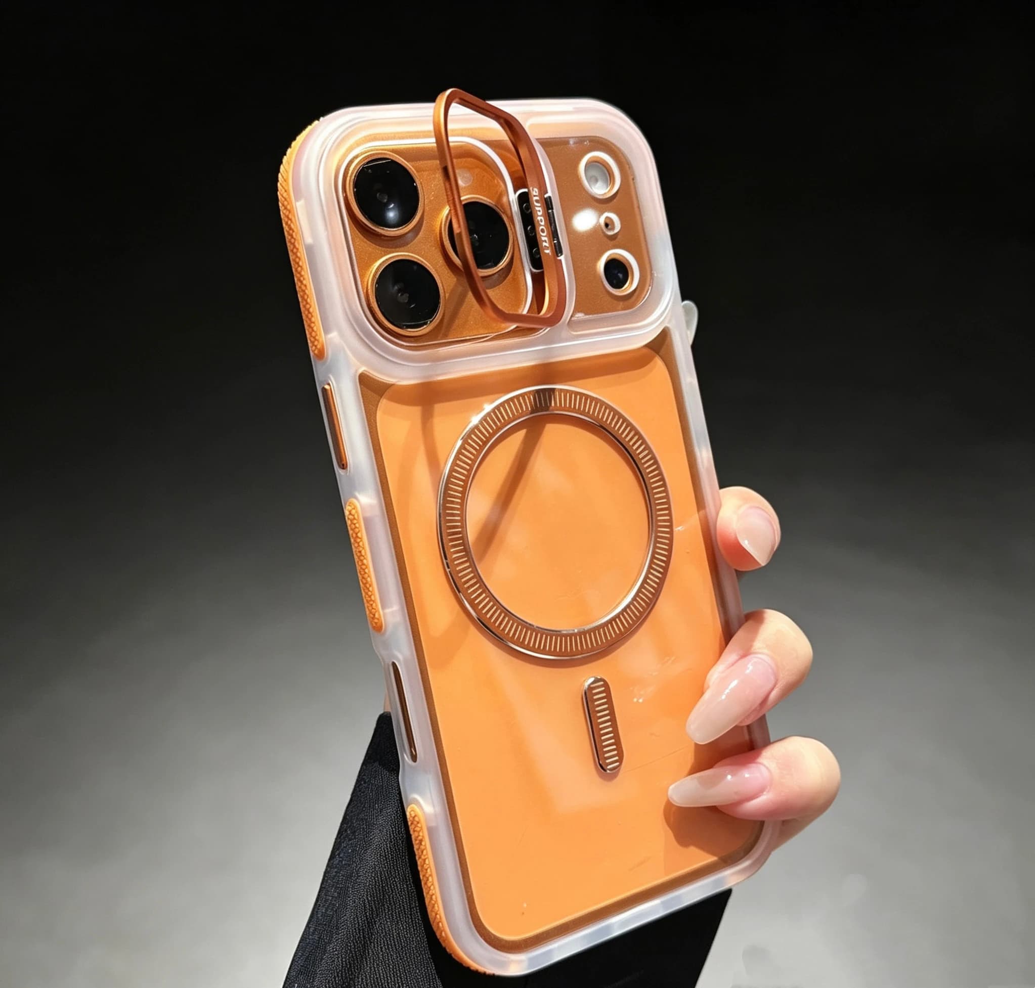 Luxury Shockproof Wireless Charge Clear Phone Case For iPhone 18 Pro Max 16 15 14 Pro 13 12 11 17 Pro Magnetic With stand Cover