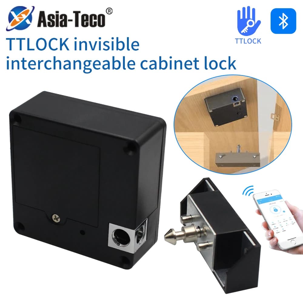 TTLOCK Serratura digitale senza fori Armadietto Sensore invisibile Serrature elettroniche a induzione NFC / Scheda 13,56 M / Sblocco app BLE / Wifi