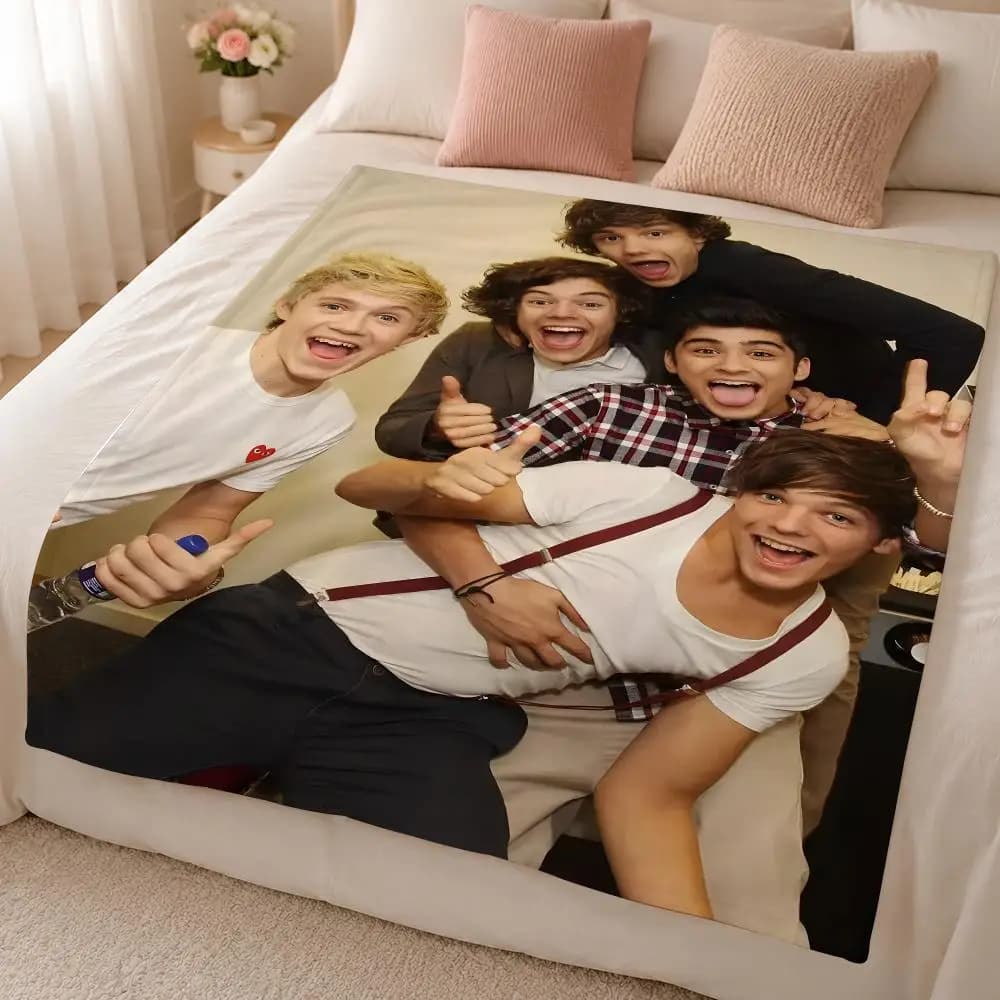 Music O-One Direction British Pop Boy Band Throw 320g Soft Flannel Fleece Throw Blanket Cover Sofa Bed Dorm Nap Gift