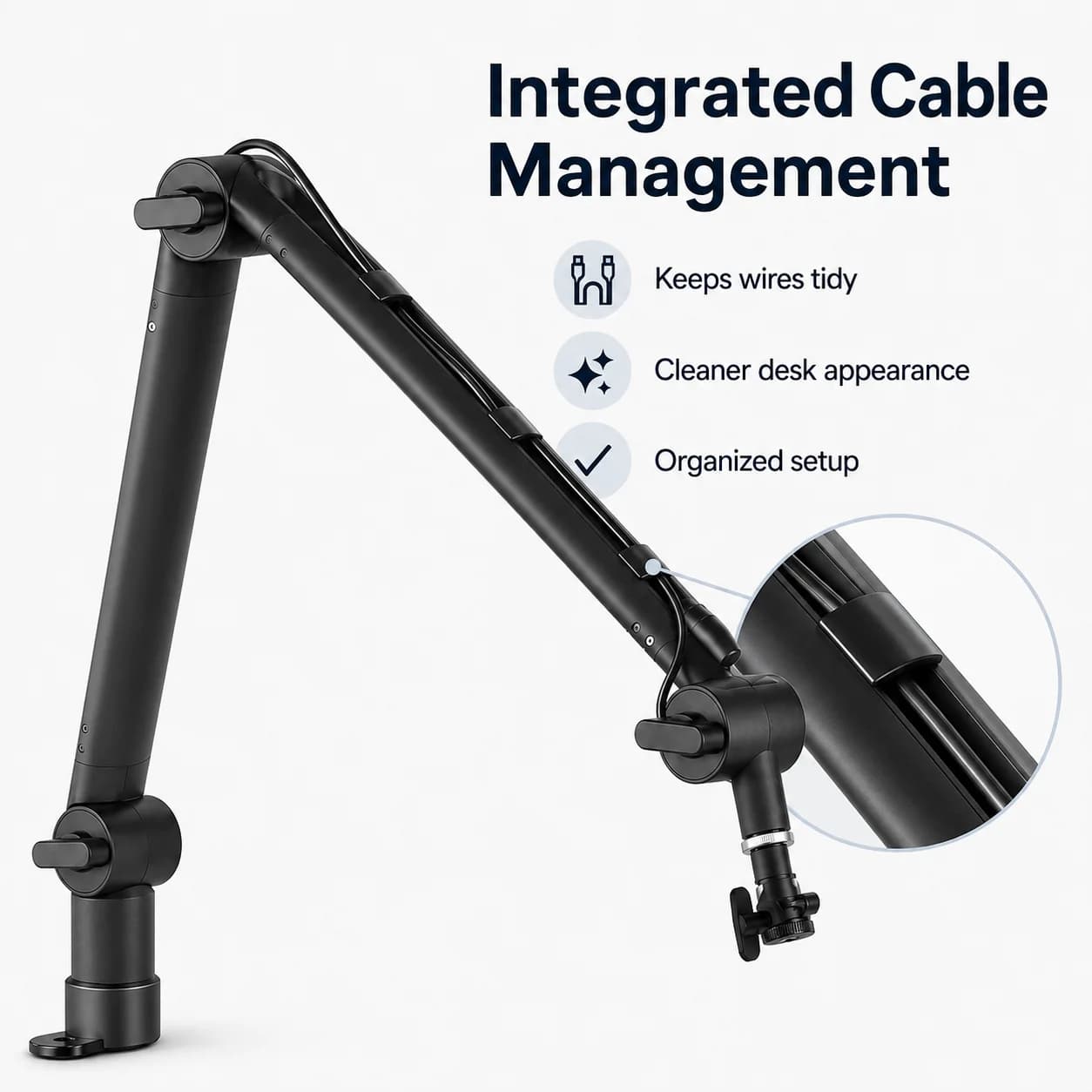 AK-21 Foldable Microphone Arm Bracket, Load Capacity of 2KG, Come with Desktop Installation Cable Management
