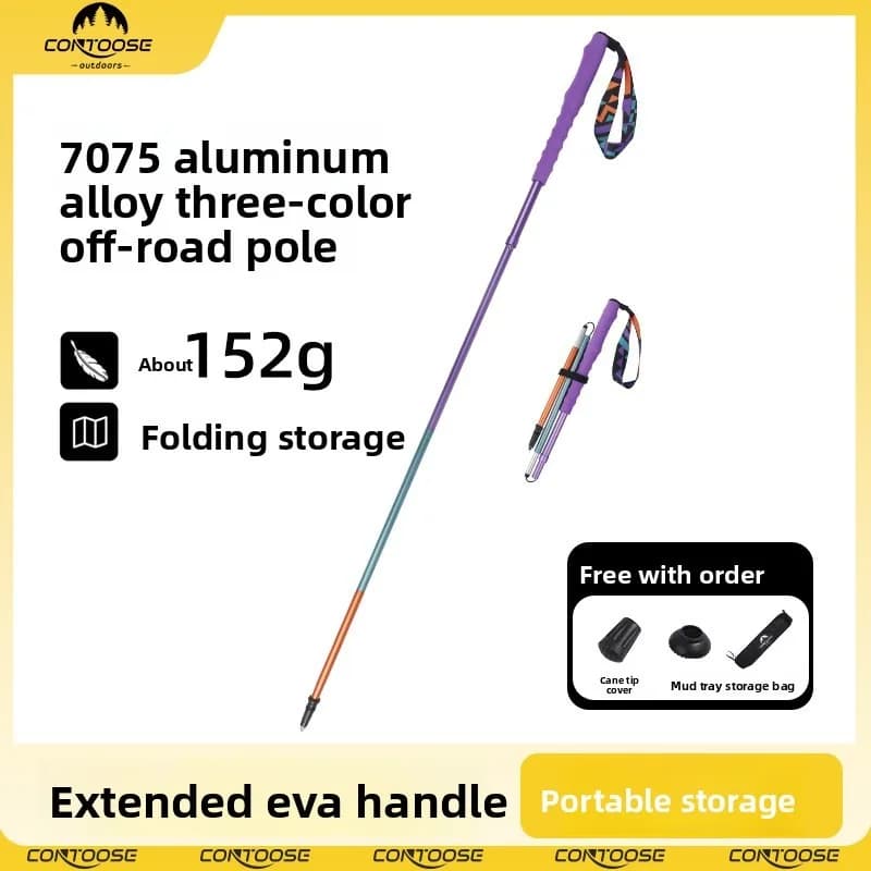 Ultralight 7075 Aluminum Alloy Folding Trekking Poles for Trail Running Hiking Professional Unisex