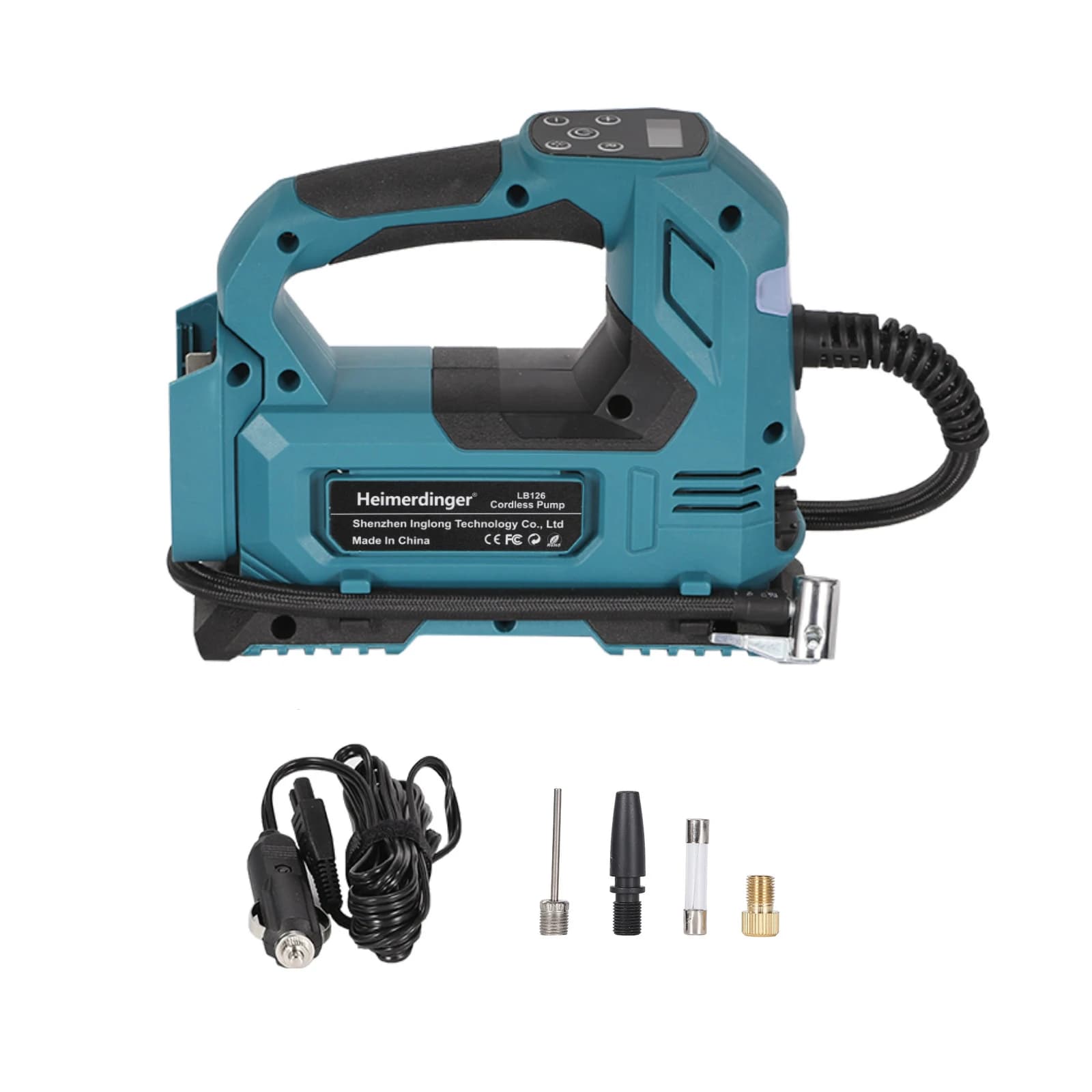 Pompa d'aria a batteria 18V per pneumatici per biciclette per auto Palline Compressore d'aria portatile per gonfiaggio pneumatici per auto per batteria Makita 18V, senza batteria