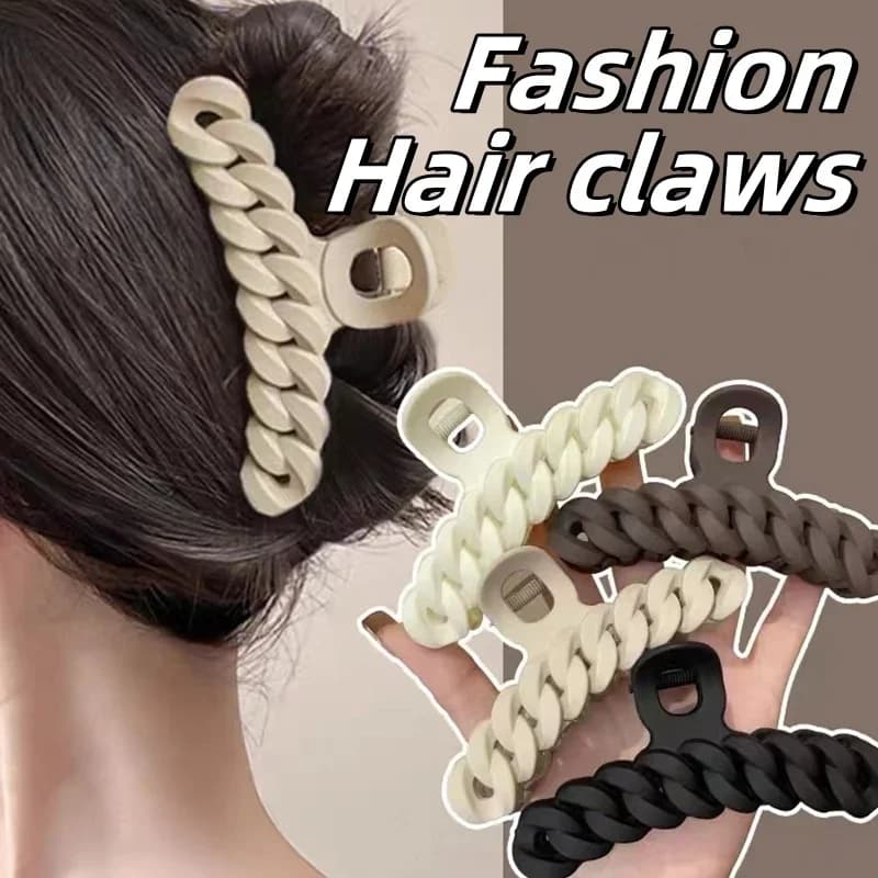 1/4 pz. Fermaglio per capelli grande satinato a catena per donna, elegante fermaglio a squalo, fermaglio a pinza alla moda per ragazza