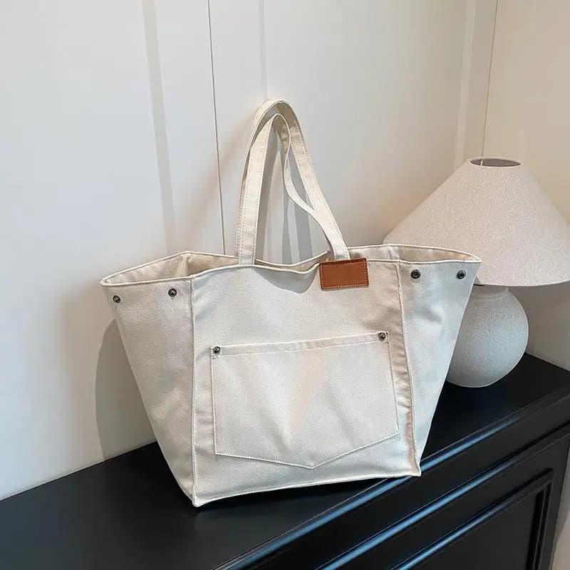 1Pc Women's Tote Bag Canvas Sewing Thread Large Capacity Advanced Sense Handbag Convenient