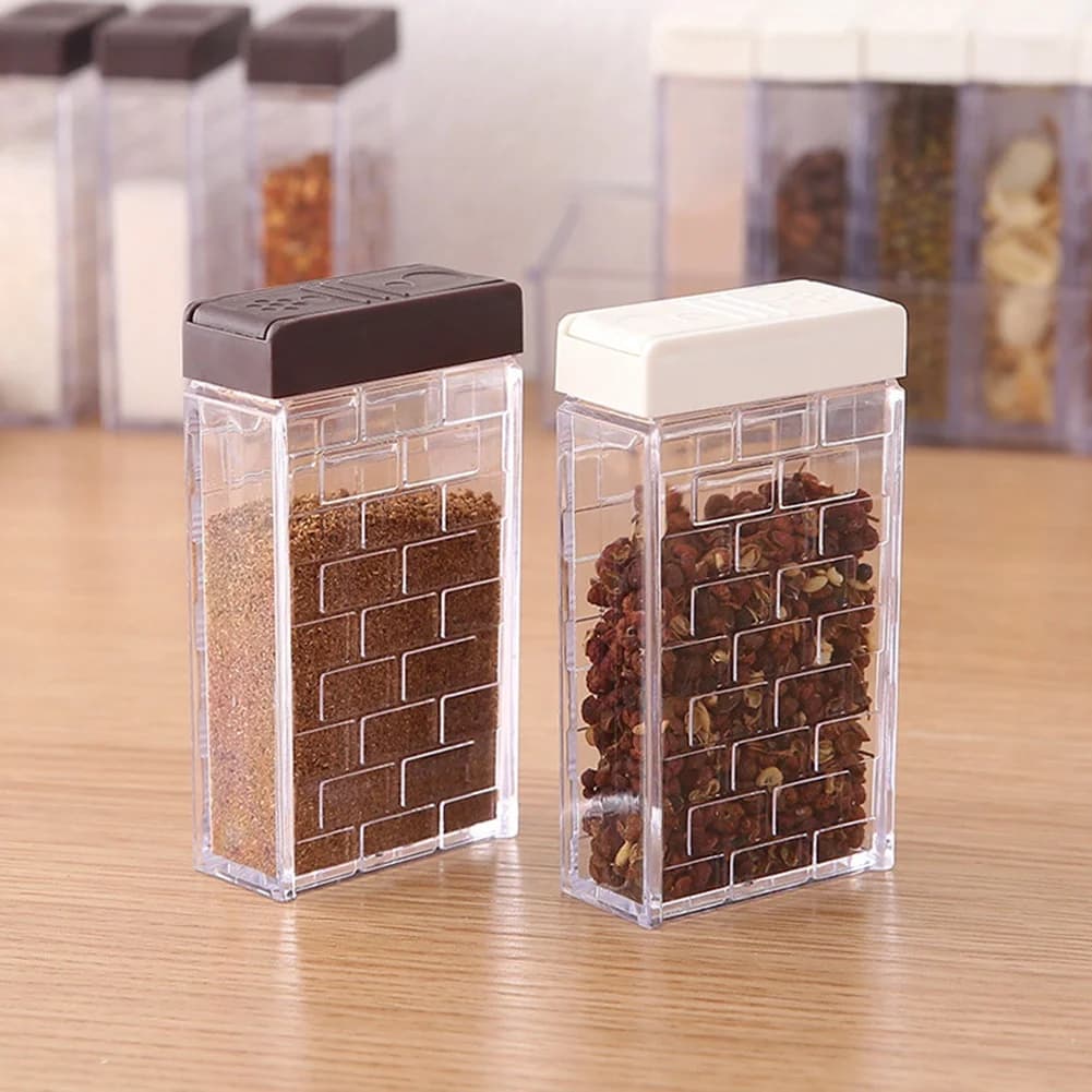 MLGB-Spice Shaker Jars, Seasoning Shaker Box Condiment Set,Seasoning Storage Containers With Adjustable Lids Brown Easy To Use