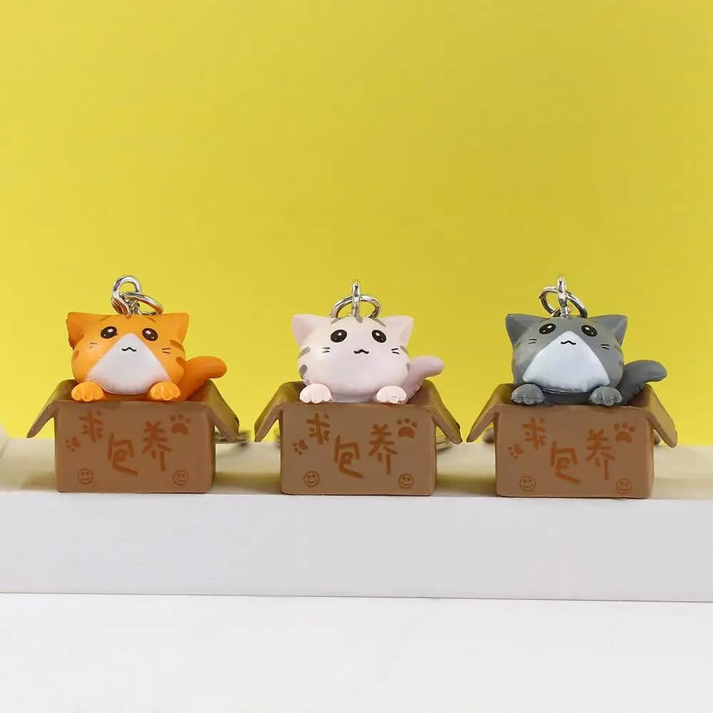 Fashion Creative Box Little Cat Decorations Personality For Men Women Bag Charm Pendant Key Ring Keychain