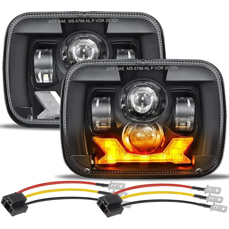 Fari LED 5x7 7x6 9600LM 180W DOT H6054 con indicatori di direzione DRL Fascio sigillato alto/basso per Jeep Wrangler YJ Cherokee XJ GMC Comanche