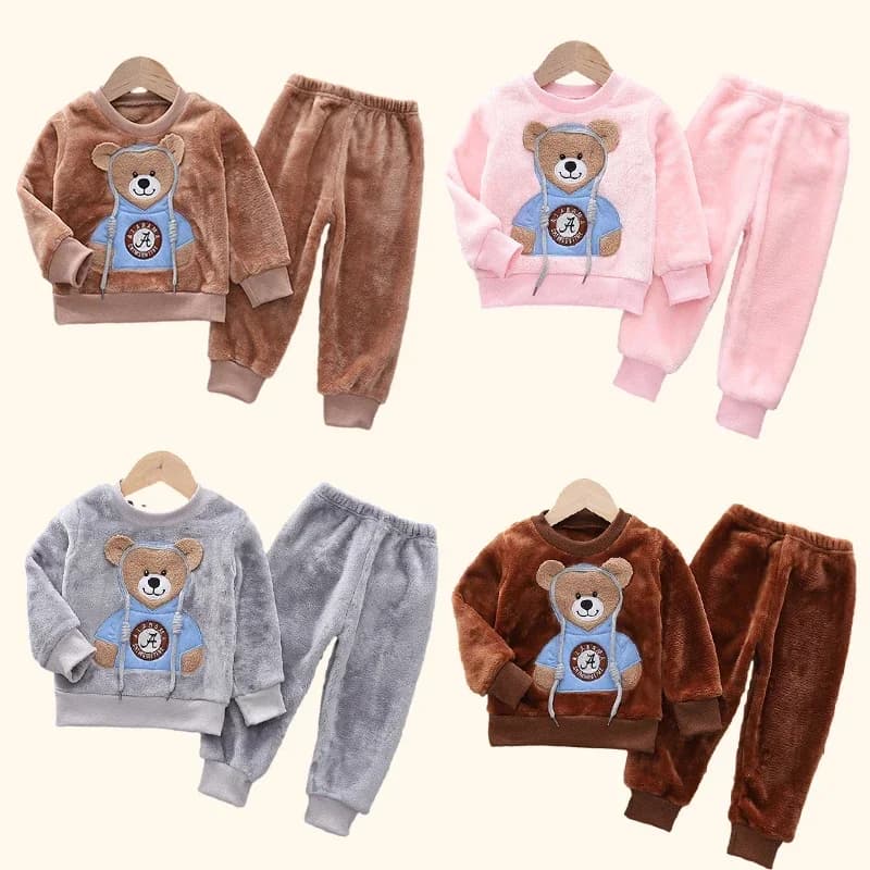 Autumn Winter Children's Clothing Pijama for Kids Set Flannel Thick Pile Nightwear for Kids 2 pieces Set Hot Dresses for Kids Home Clothes