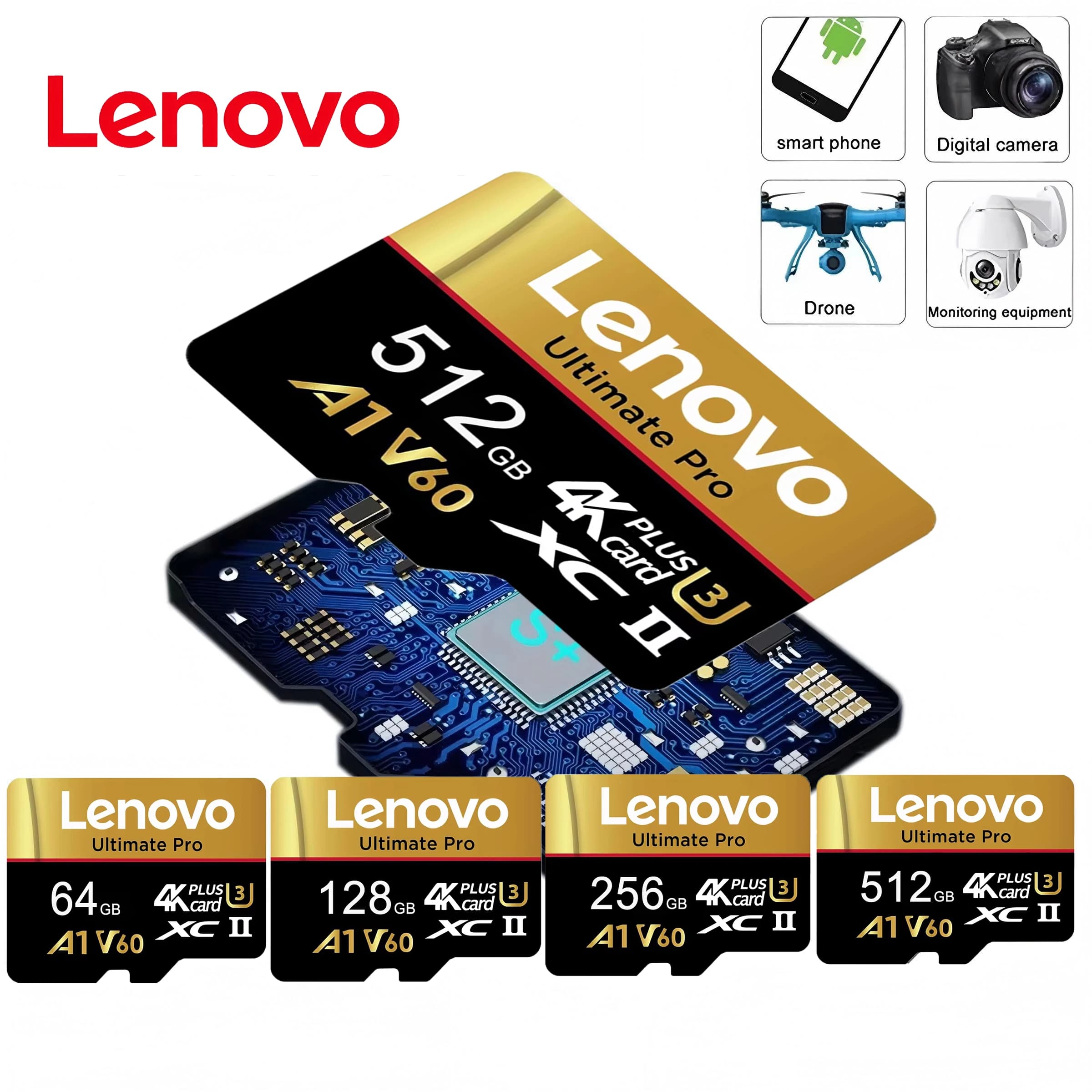 Lenovo Quick Micro TF SD TF Cards 512GB Memory Card SD Cards 256GB 128GB X-Ray Proof 4K for Dashcam / Dash Cam / Mac / PC