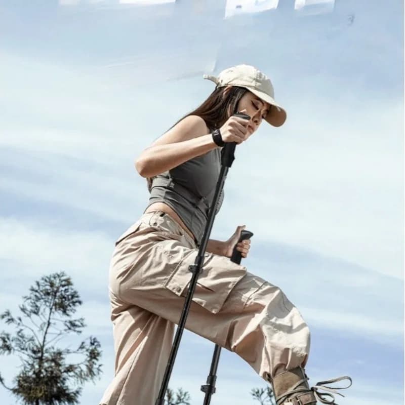 1 piece carbon fiber folding telescopic poles Light climbing pole for hiking
