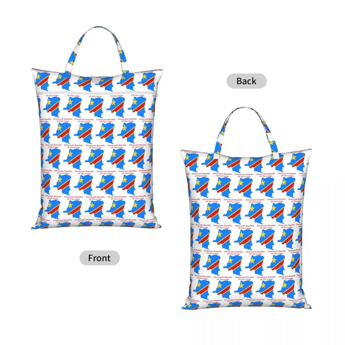 Democratic Republic Of The Congo Flag Map Travel Laundry Bag Waterproof Reusable Dirty Clothes Pouch Gym Yoga Washing Basket