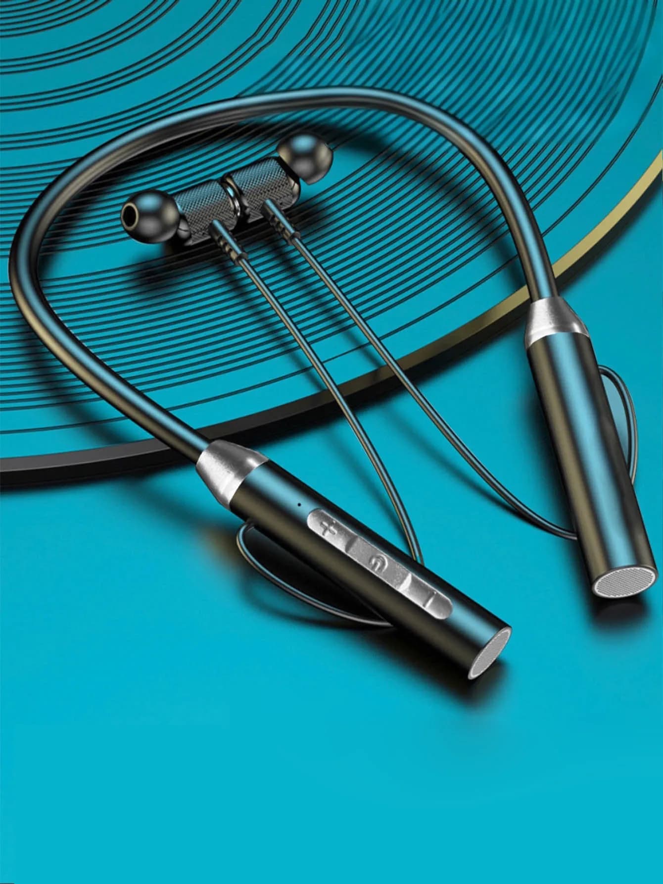Magnetic wireless earphones for the neck, stereo earphones in-ear HD, racing headphones with Mike, long-lasting battery