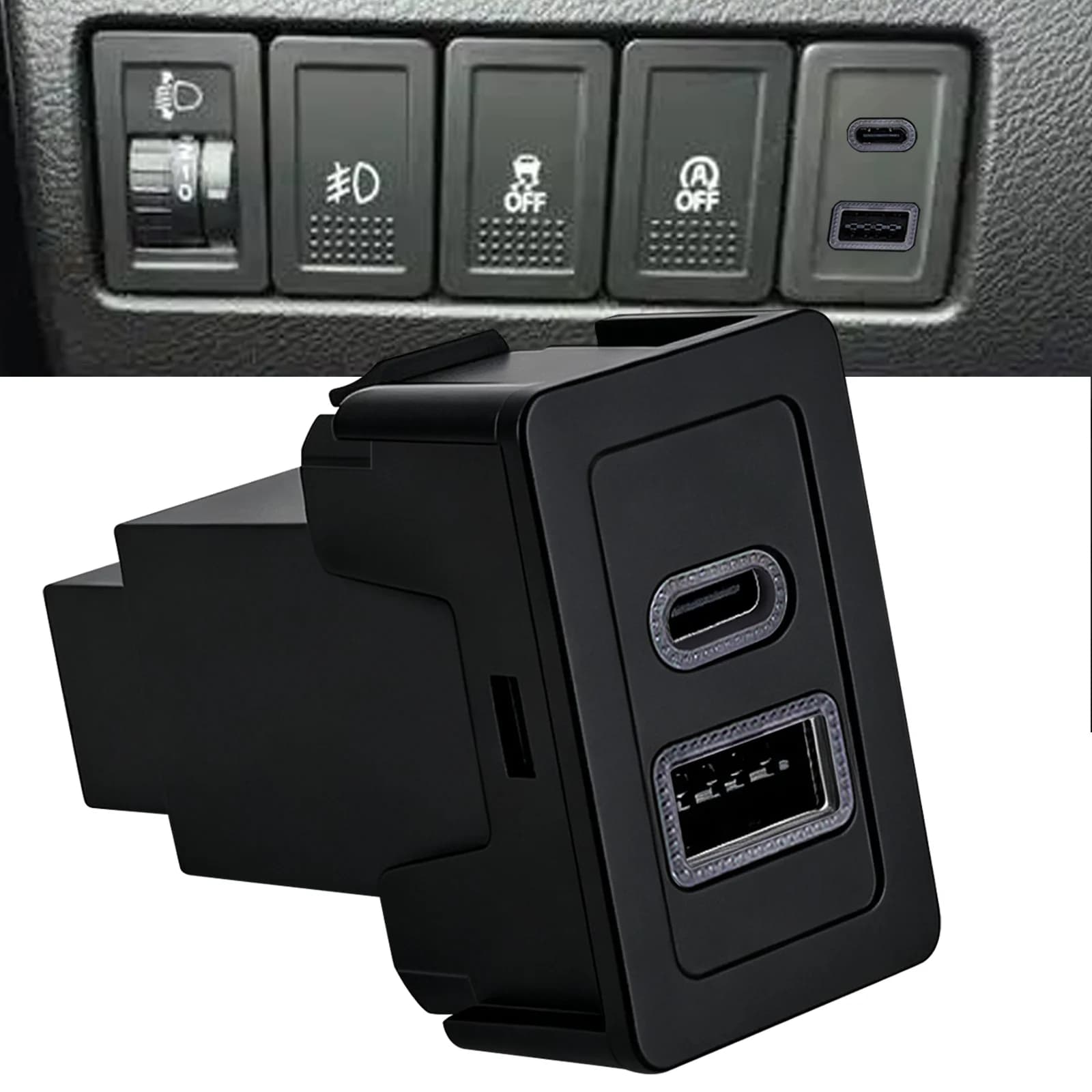 Dual USB Car Charger Type C PD Outlet Adapter Socket 36W for Suzuki Grand Vitara / ESCUDO 2005-2015 Blank Push Switch Replace