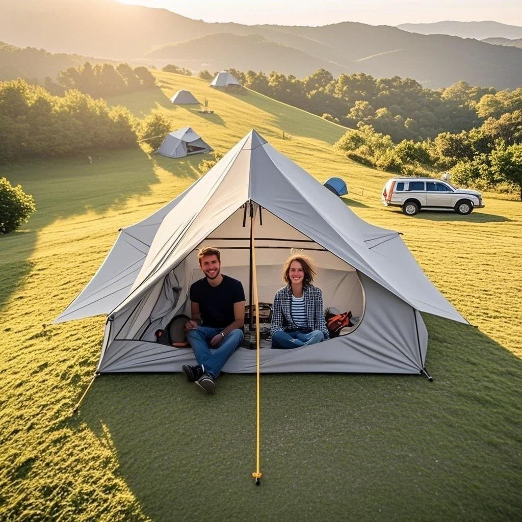 Waterproof ultralight camping tent for 2-3 people with frame - Backpack tent without poles, easy installation for outdoor adventures