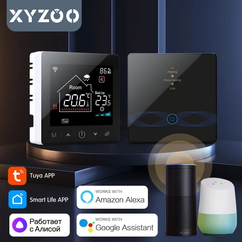 Termostato wireless WiFi Tuya per caldaia a gas RF433 Riscaldamento a pavimento Regolatore e ricevitore di temperatura per casa intelligente Alexa Google Alice