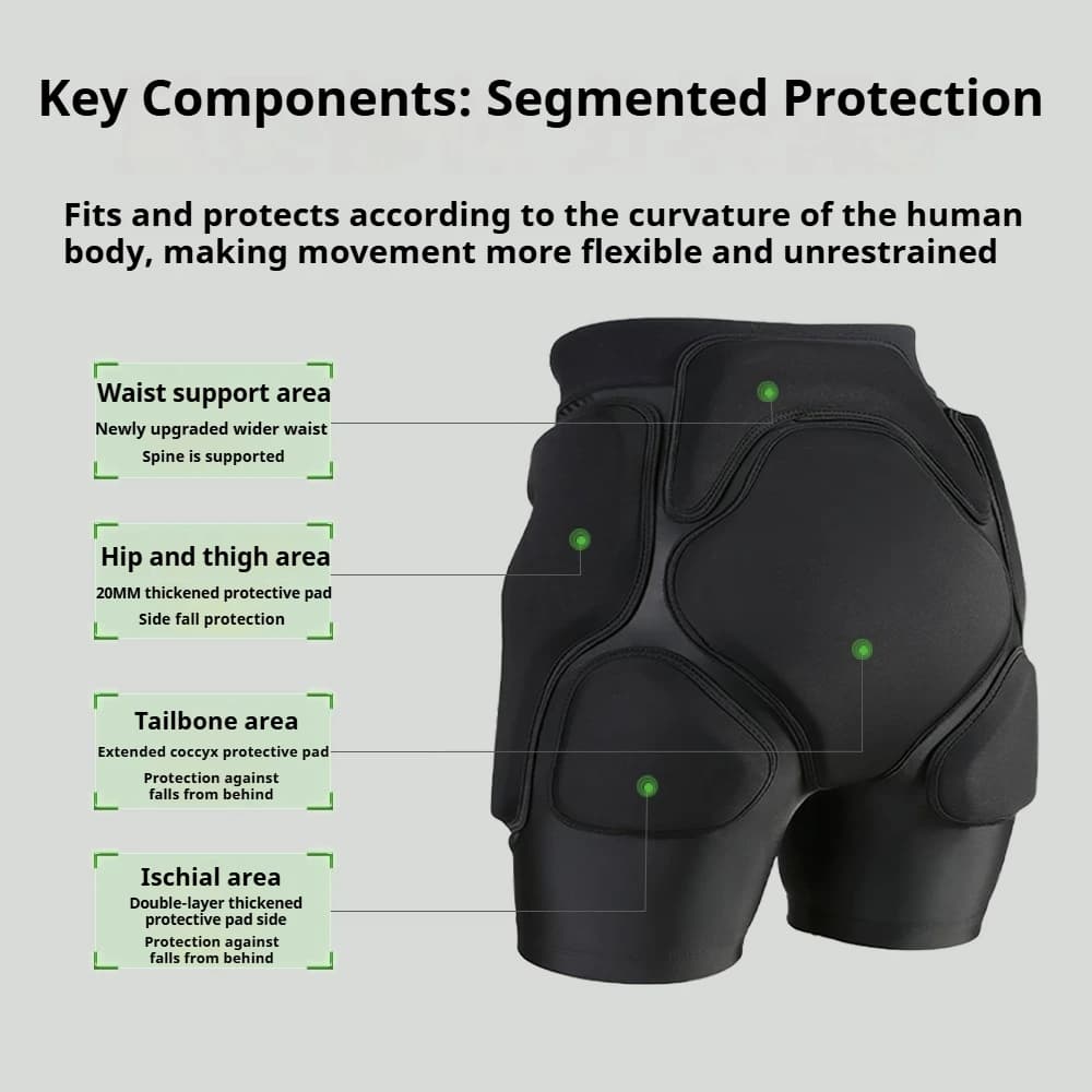 Pantaloncini professionali da snowboard per sci da impatto per adulti uomini donne - Pantaloni intimi protettivi imbottiti con cuscino per il coccige dell'anca